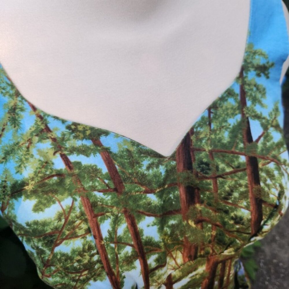 Retrolocious Forest Tree Print Fit & Flare Dress Sleeveless Womens M - Picture 5 of 14